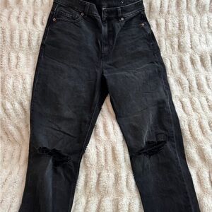 American Eagle Outfitters High Rise Black Ripped Mom Jeans